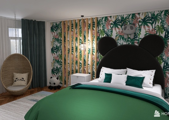 Panda Themed Teenager Room Design Rendering