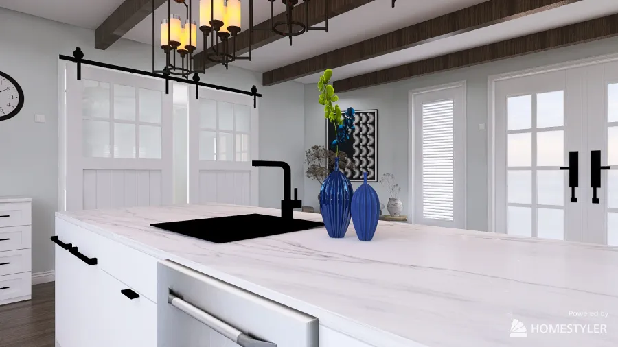 Living   Kitchen 3d design renderings