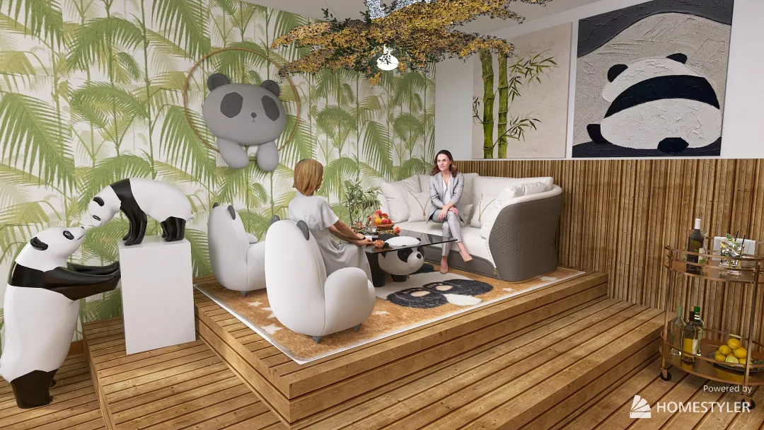 Panda themed House 🐼 and Garden🎍 3d design renderings