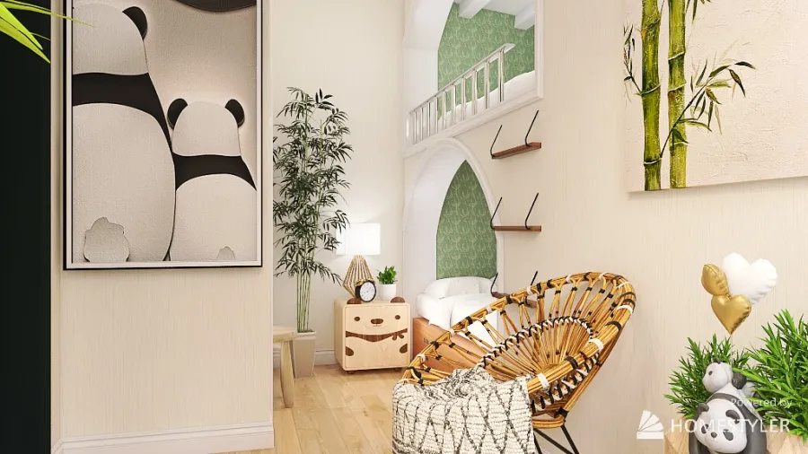 Panda Room 3d design renderings