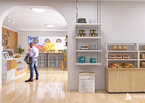 Cafeteria  y mini-supermercado en barrio residencial Design Rendering