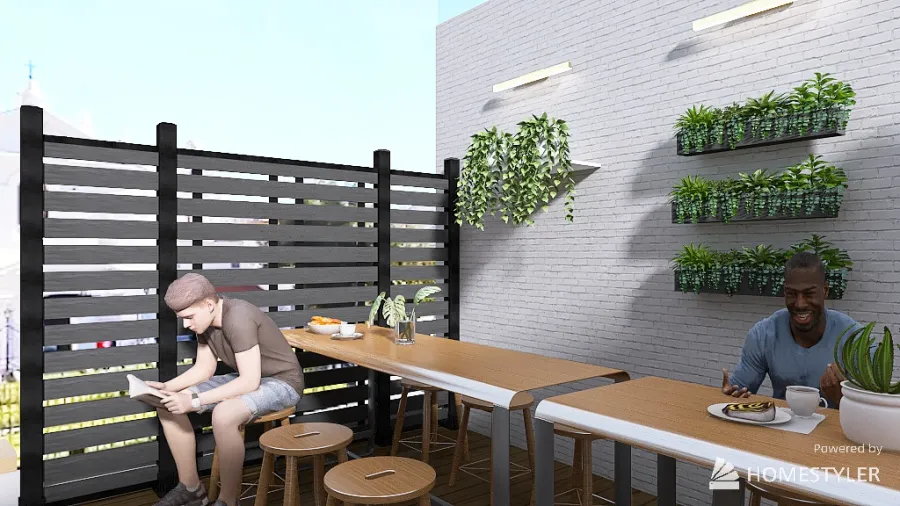 Cafeteria  y mini-supermercado en barrio residencial 3d design renderings
