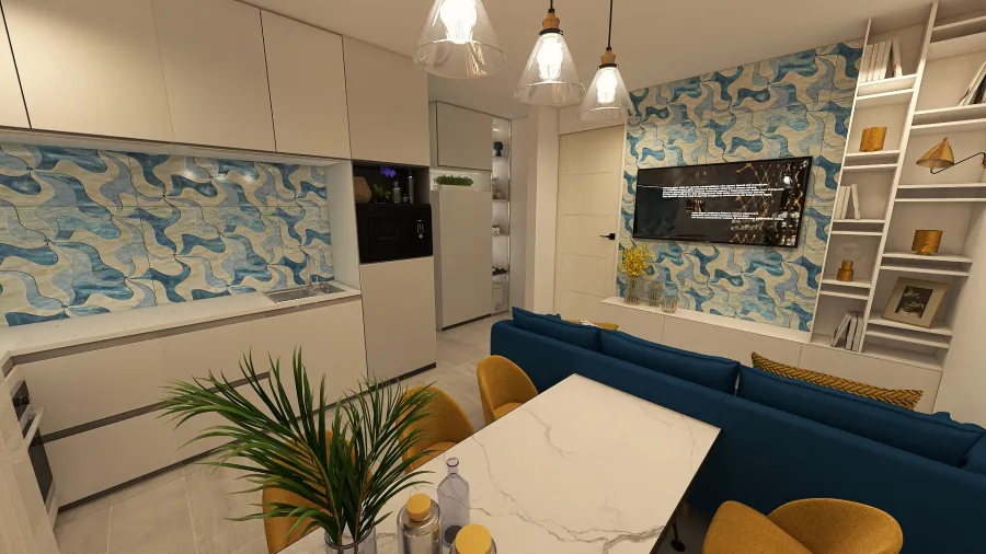 Living Dining Kitchen Room 3d design renderings
