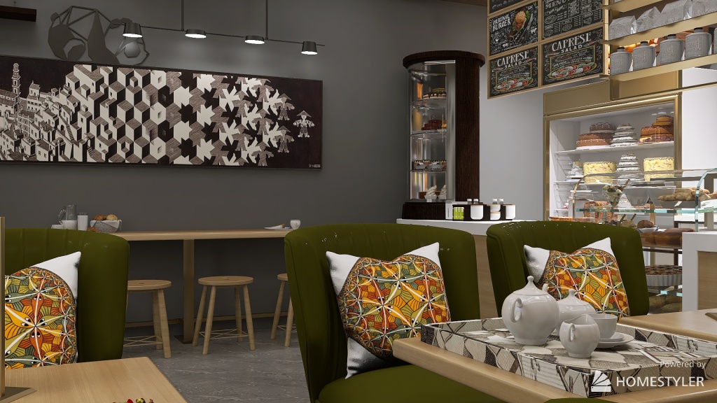 Cafe "with love for Escher" 3d design renderings