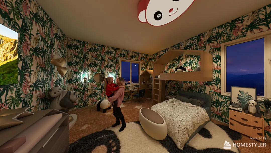 Panda Themed Room Clariz Guardian 3d design renderings