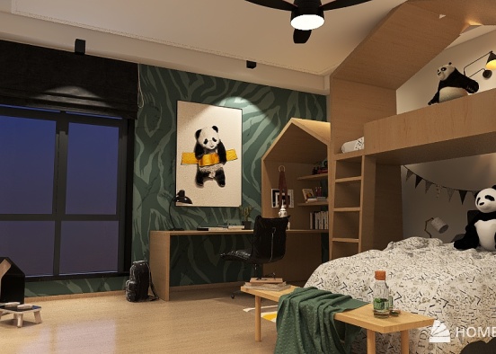 Panda themed room Design Rendering