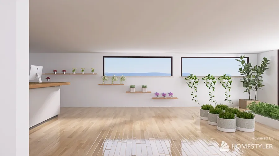 Plant/Flower Nursey with a Café 3d design renderings