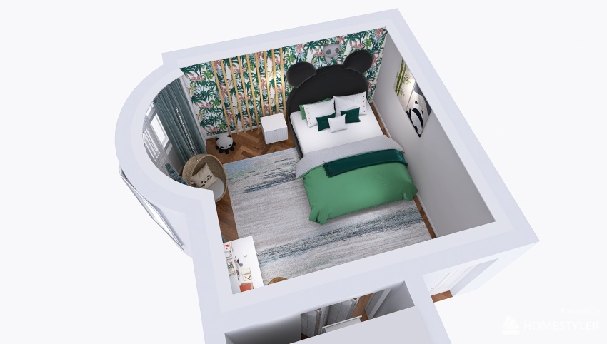 Panda Themed Teenager Room 3d design picture 22.98