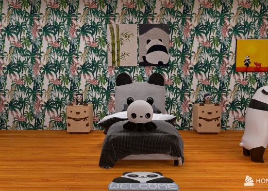 Panda bedroom Design Rendering