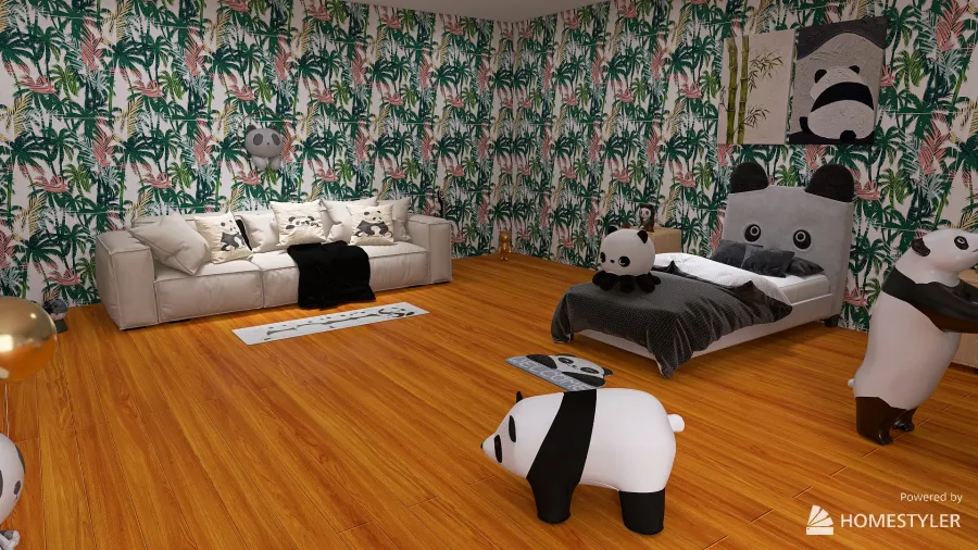 Panda bedroom 3d design renderings
