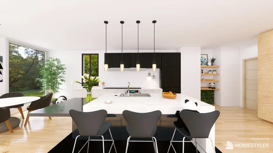 Panda Inspired Kitchen by Rachel 3d design renderings
