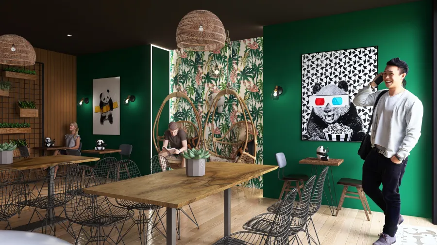 Panda Room Cafe 3d design renderings
