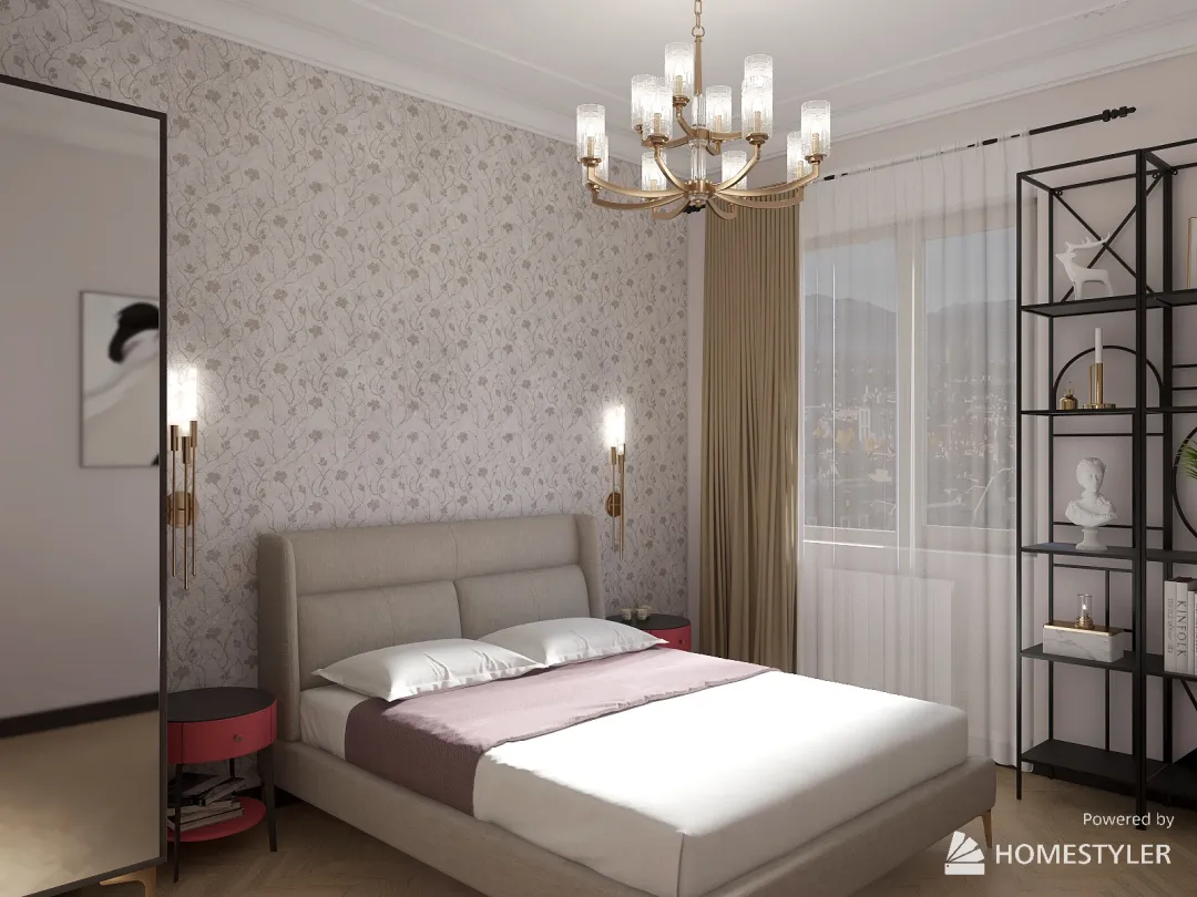 Art-deco bedroom in Genova, Italy 3d design renderings