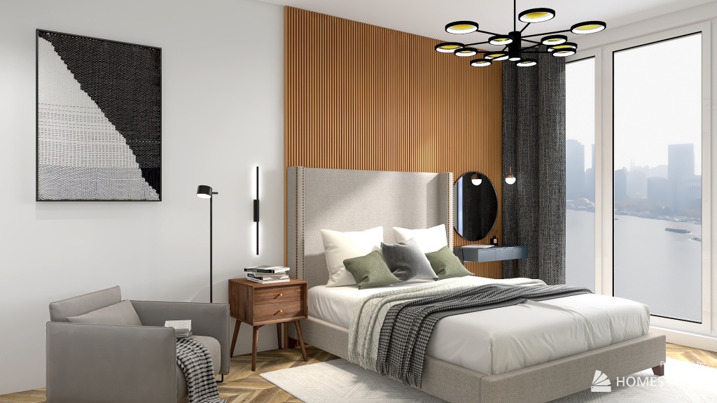 Bedroom in Moscow city 3d design renderings