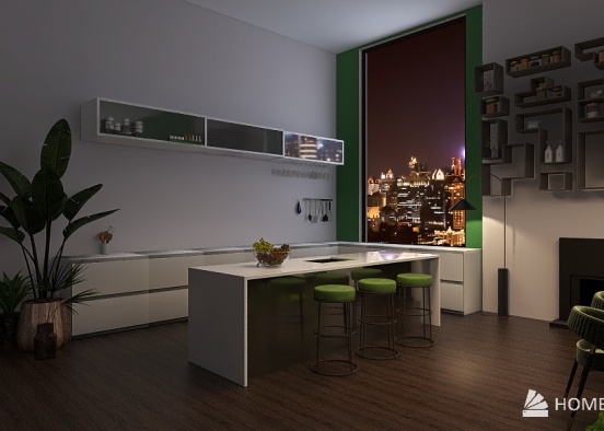Cozy green apartment Design Rendering