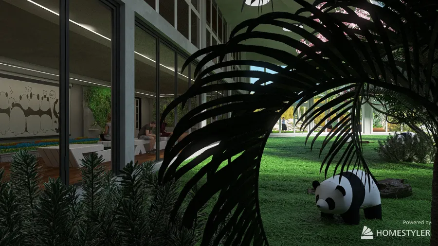 Panda pavilion 3d design renderings