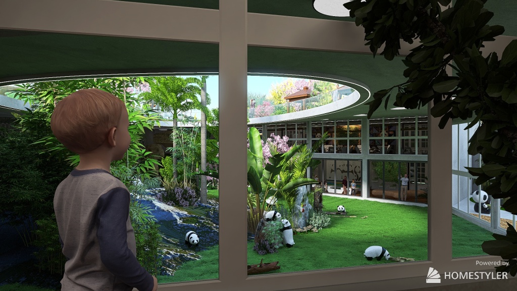 Panda pavilion 3d design renderings