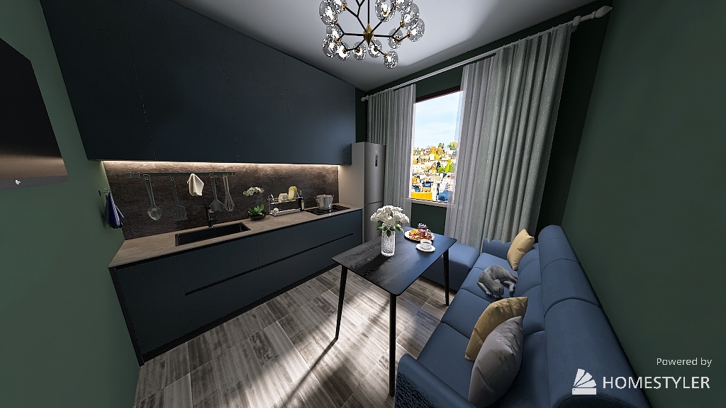 Design project of a one-room apartment by Anastasia Smirnova 3d design renderings