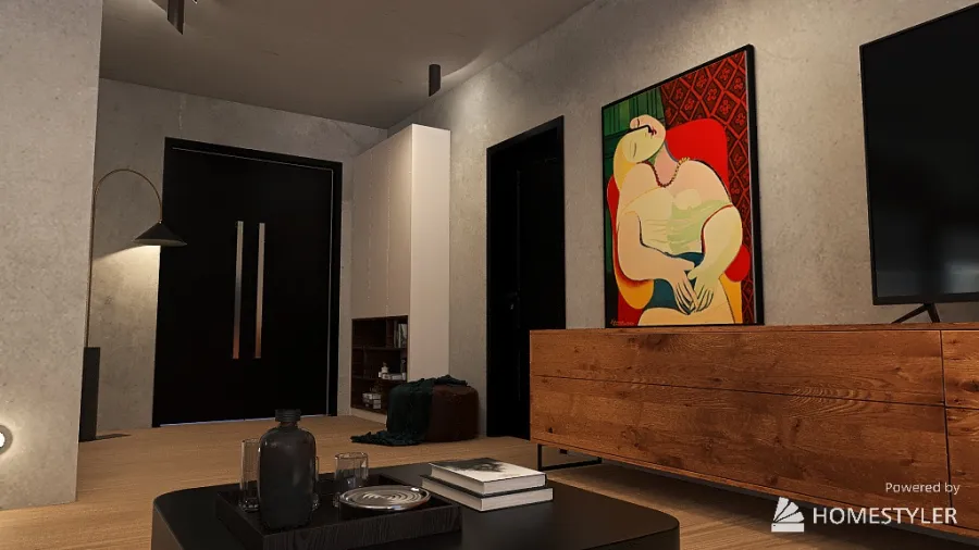 Living room and bar 3d design renderings