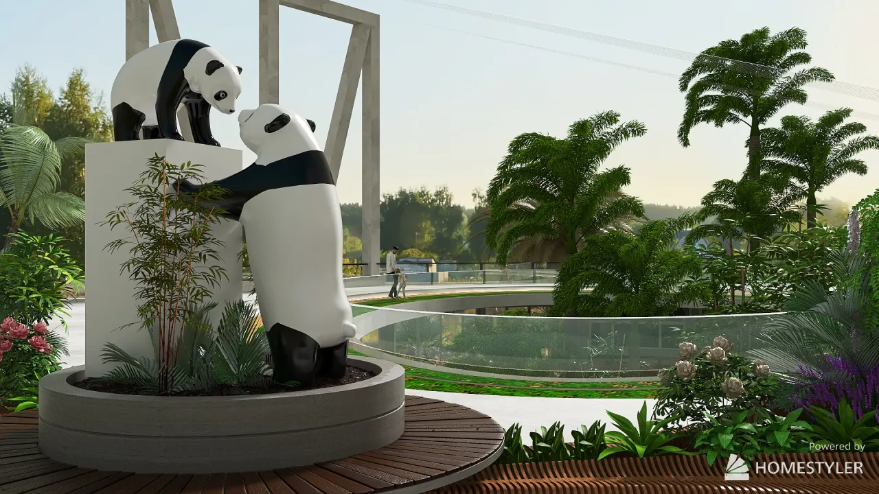 Panda pavilion 3d design renderings