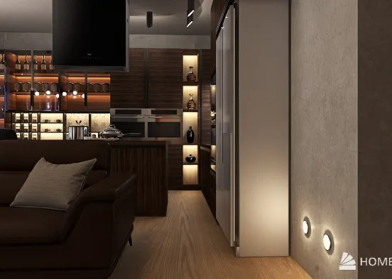 Living room and bar Design Rendering