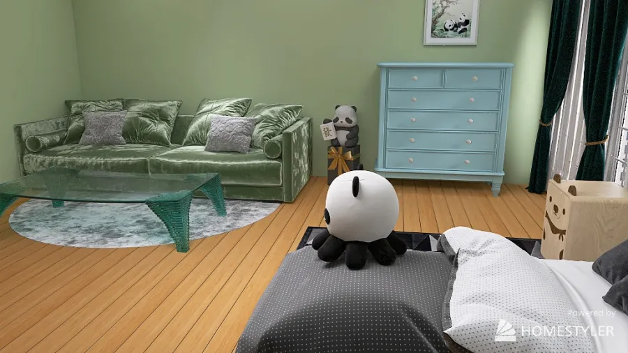 Black and White (Panda Room) 3d design renderings