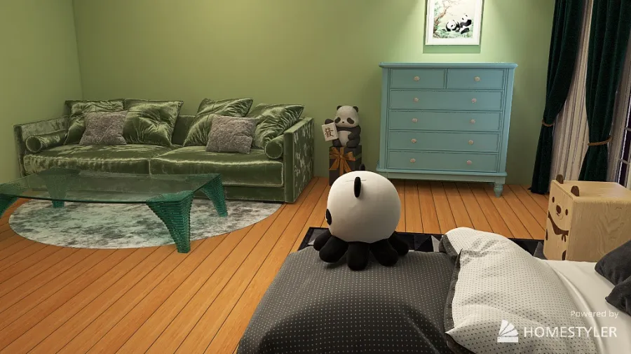 Black and White (Panda Room) 3d design renderings