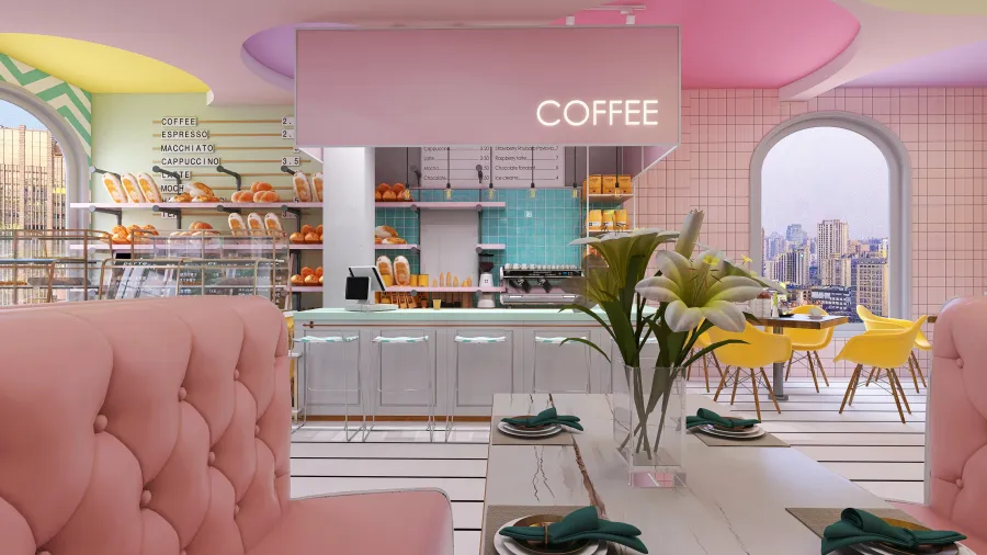 Cafe Space 3d design renderings