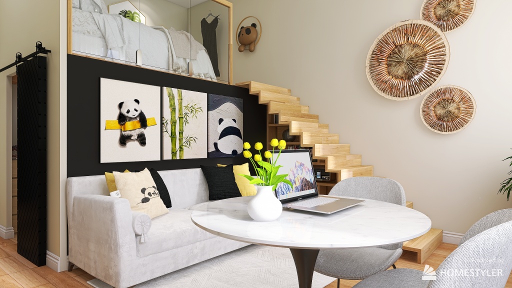 Panda small apartment 3d design renderings