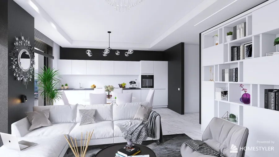 Apartment-White and black. 3d design renderings