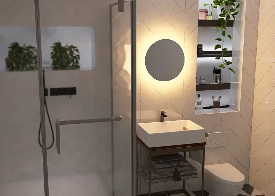 tiled bathroom Design Rendering
