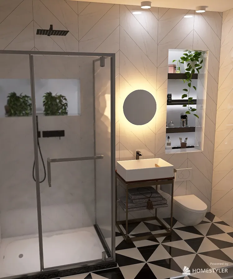 tiled bathroom 3d design renderings