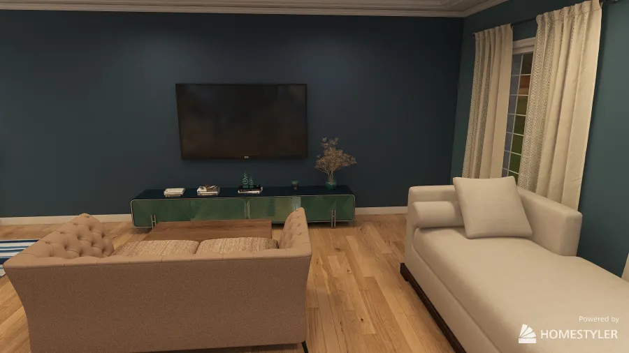 Traditional Blue Family Room 2023 3d design renderings