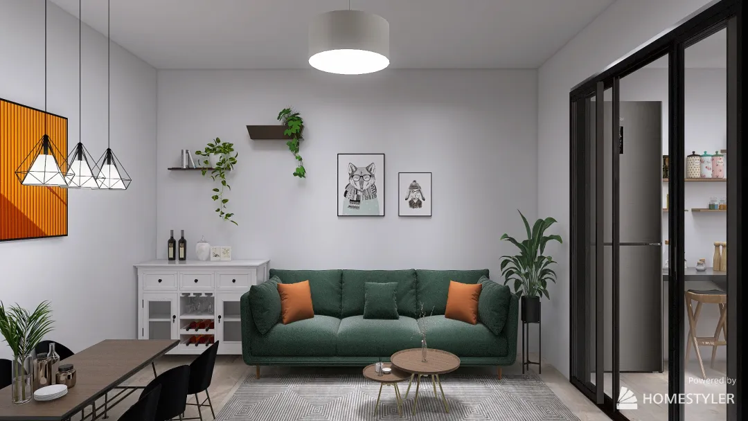 Friend living room 3d design renderings
