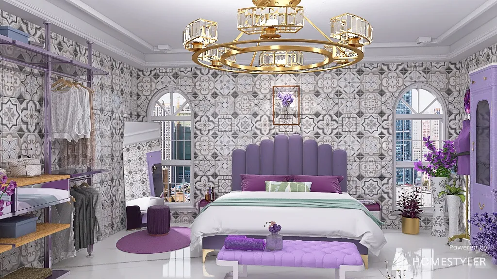Purple Room 3d design renderings