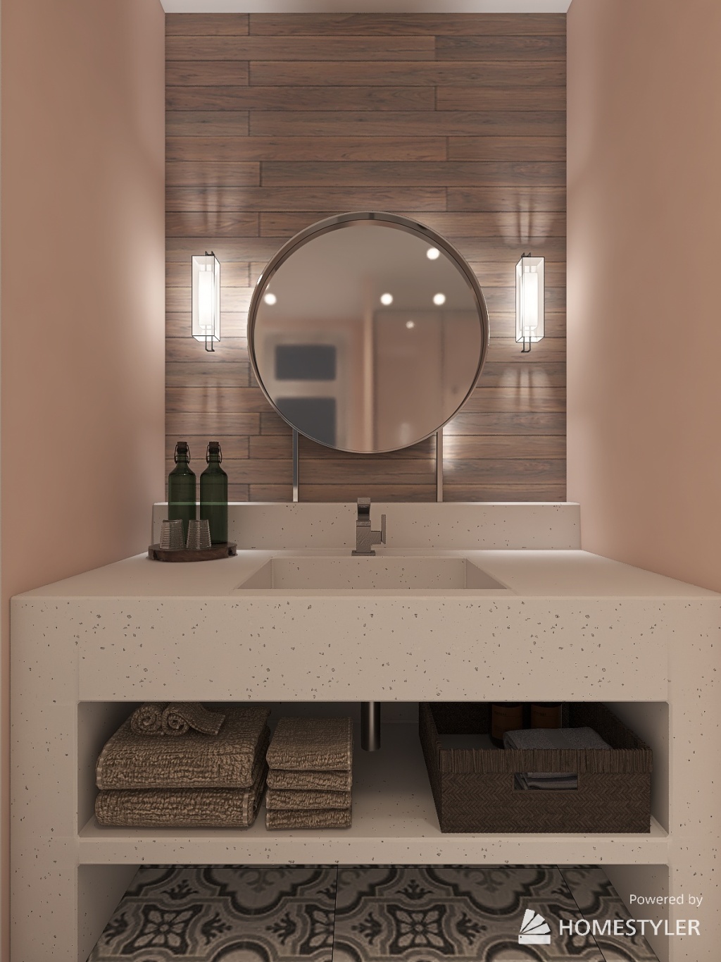 Farmhouse Chic Bathroom 3d design renderings