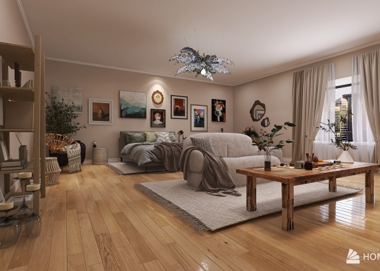 Scandi Rustic Bedroom Design Rendering