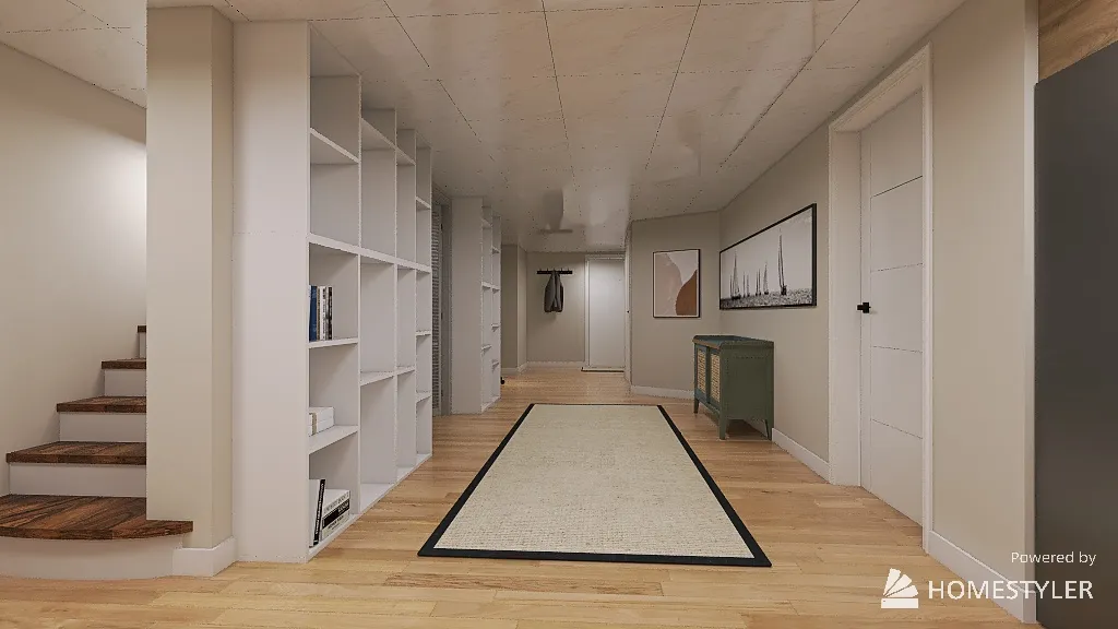 Basement Air BnB 3d design renderings