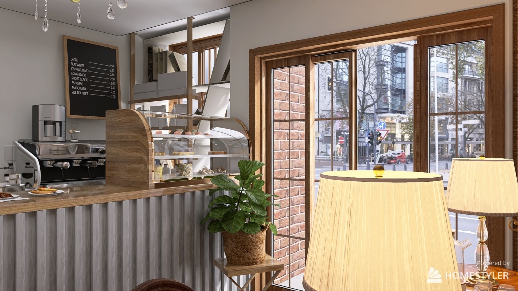 Café Library 3d design renderings