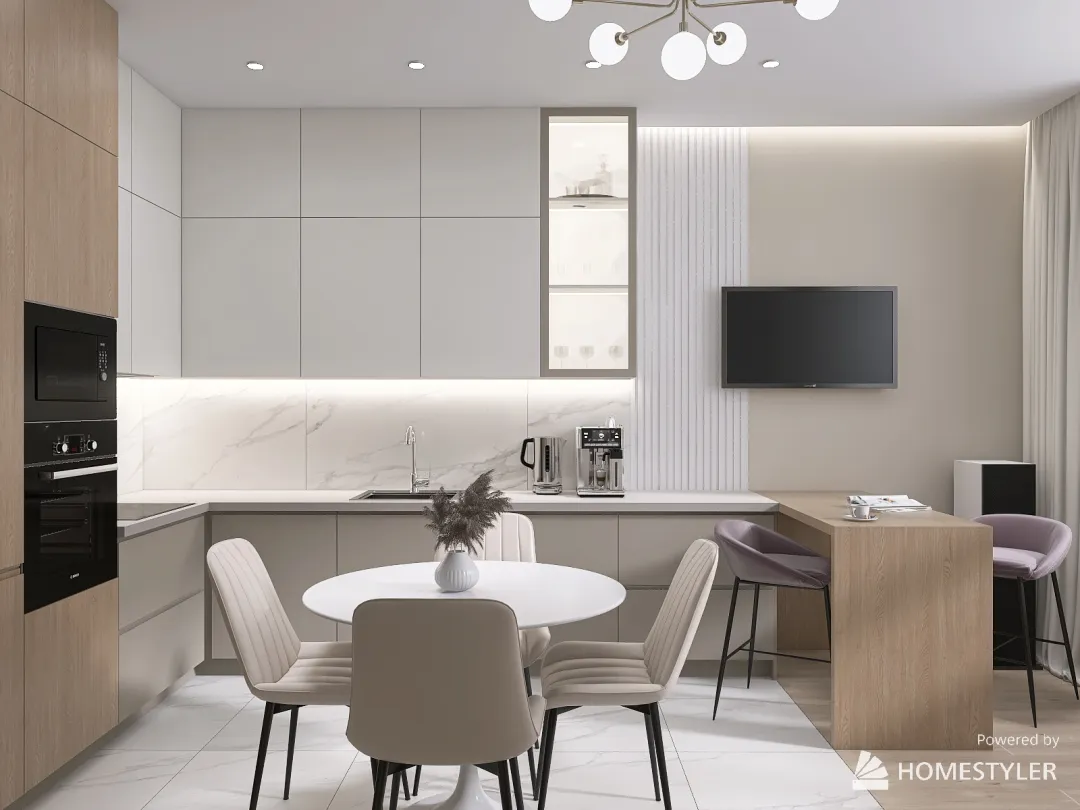 3 вариант Олеся кухня-гостиная 3d design renderings