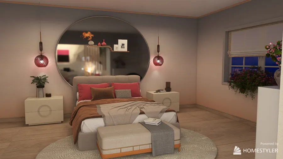 Dormitorio con sala y baño 3d design renderings