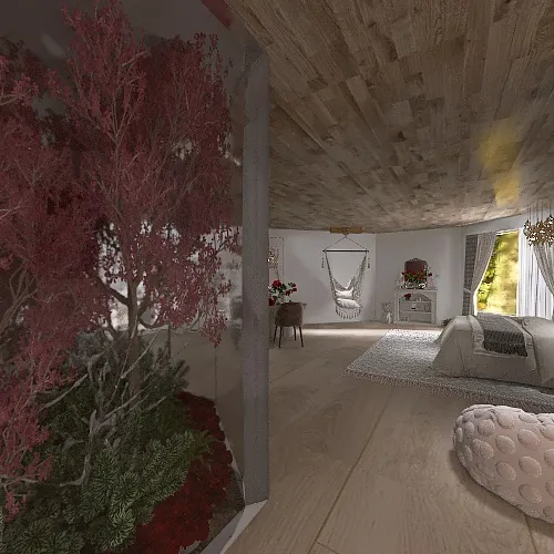 Heart-to-Heart Room soft pink and cream 3d design renderings