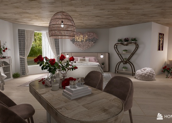 Heart-to-Heart Room soft pink and cream Design Rendering