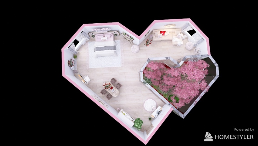 Heart-to-Heart Room soft pink and cream 3d design picture 105.07