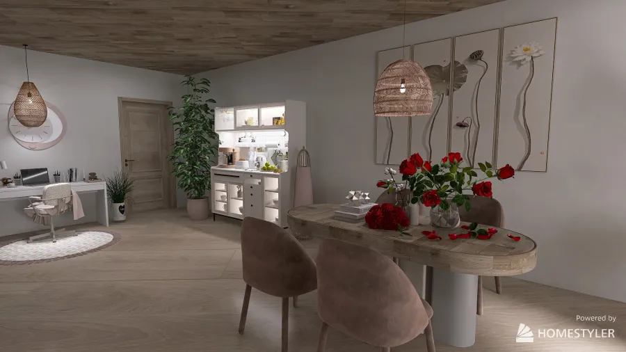 Heart-to-Heart Room soft pink and cream 3d design renderings