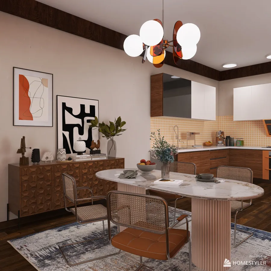 Kitchen & dining room 3d design renderings