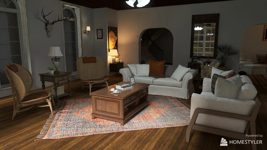 country themed bohemian home 3d design renderings