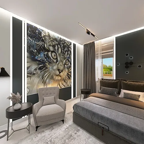 комната Череповец кровать у окна 3d design renderings