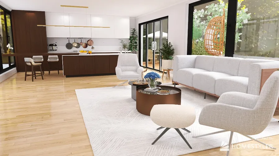 Kitchen Living 3d design renderings