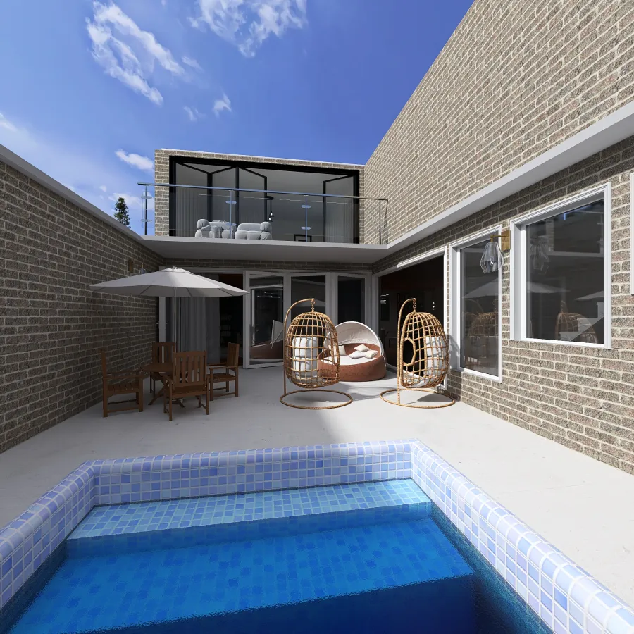 Quintal com piscina 3d design renderings